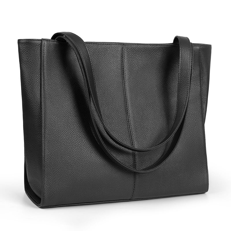 befen Black Genuine Leather Tote Bag for Women Work, Women's Leather Shoulder Bags Purses Satchel Handbags with Top Handles Work Purse - Image 1