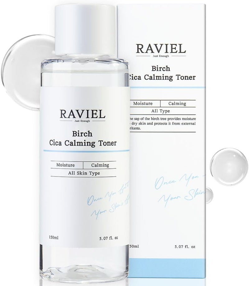 RAVIEL Birch CICA Calming Toner  Cenella Asiatica Soothing Trouble Care Hydrating for Sensitive Skin  Barrier Calming Gentle Moisturizing Korean Skin Care 507 fl oz