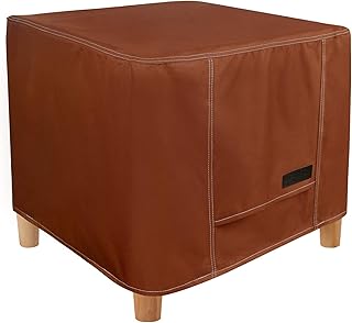 NettyPro Waterproof Ottoman Cover Square 20 x 20 Inch Outdoor Patio Furniture Ottoman Table Cover, Brown - Image 1