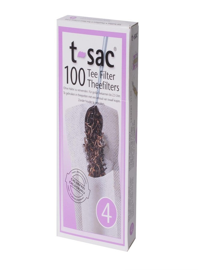 T-Sac Tea Filter Bags, Disposable Tea Infuser, Number 4-Size, 6 to 12-Cup Capacity, Set of 100, White - Image 1