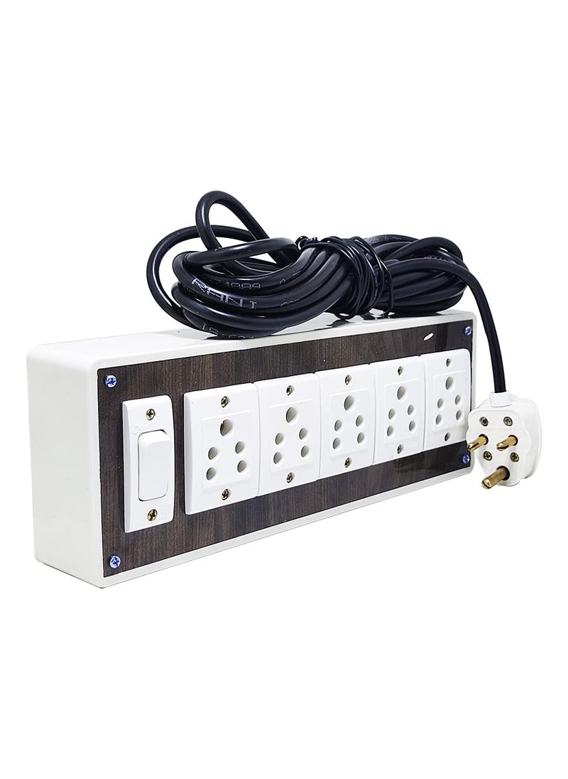 DNP DnP Portable Plastic Switch Board Electric Spy Guard Extension Board 1- Switch ,5- Plug ,3meter Wire with 1 Atteched 3 Pin Power Plug  - Image 2