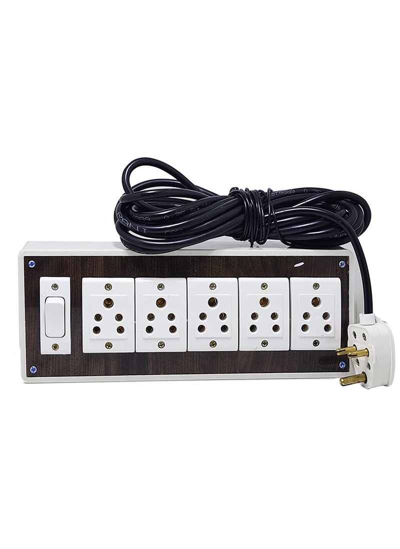 DNP DnP Portable Plastic Switch Board Electric Spy Guard Extension Board 1- Switch ,5- Plug ,3meter Wire with 1 Atteched 3 Pin Power Plug  - Image 1