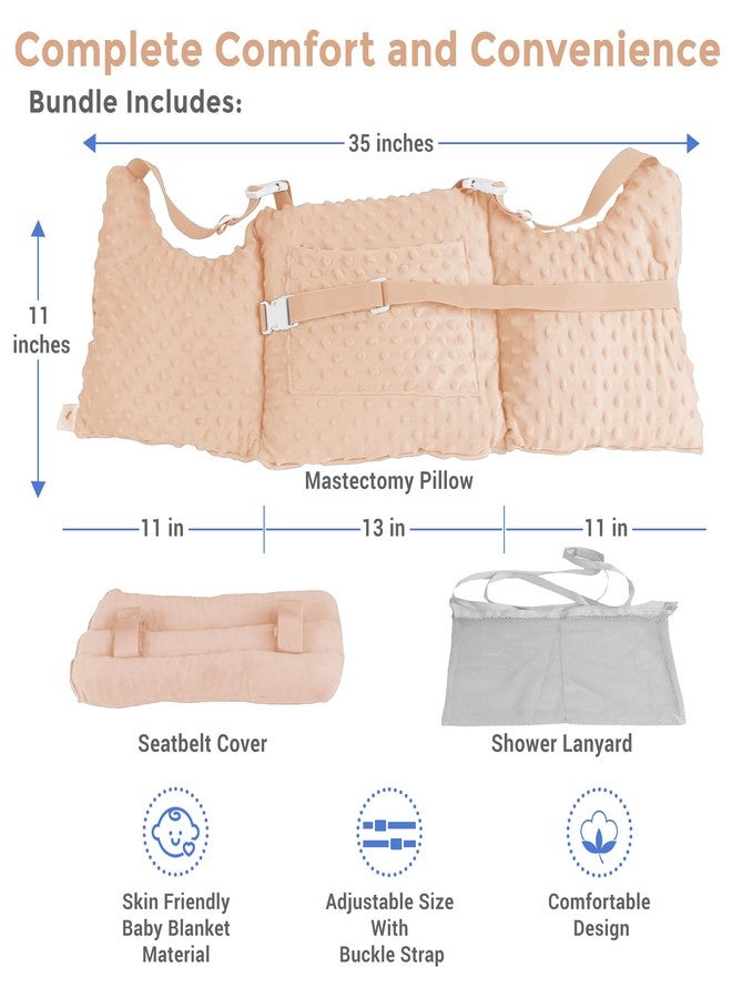 Zomaple Mastectomy Recovery Pillow + Strap, Seat Belt Cover & Shower Lanyard - Post-Op Essentials, Breast Augmentation/Reduction & Mastectomy Recovery Supplies - Washable Cover for Comfort & Support - Image 5