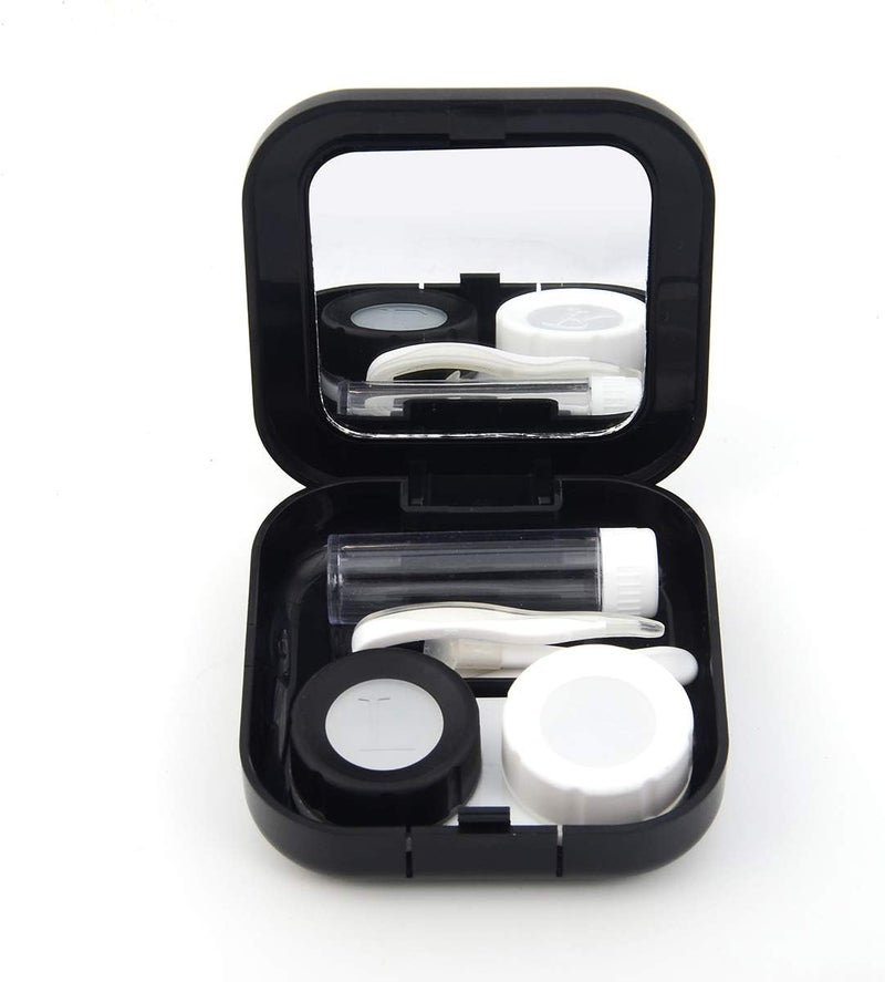 Ahier AHIER Portable Contact Lens Case Travel Kit Mirror bottle  tweezers Container Holder black  - Image 4