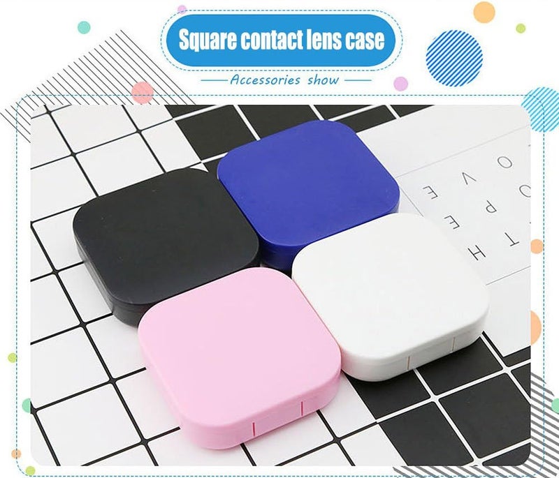 Ahier AHIER Portable Contact Lens Case Travel Kit Mirror bottle  tweezers Container Holder black  - Image 5