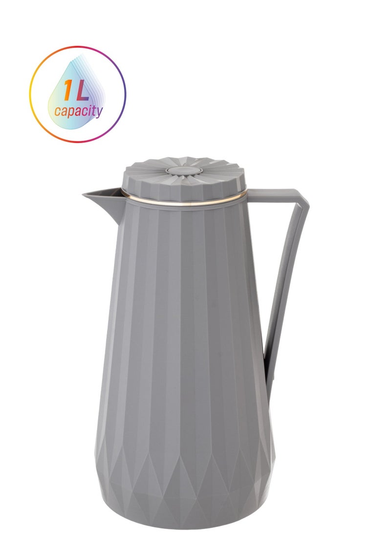 هيك ترمس للشاي والقهوة بلاستيك 1 لتر رمادي - Image 1