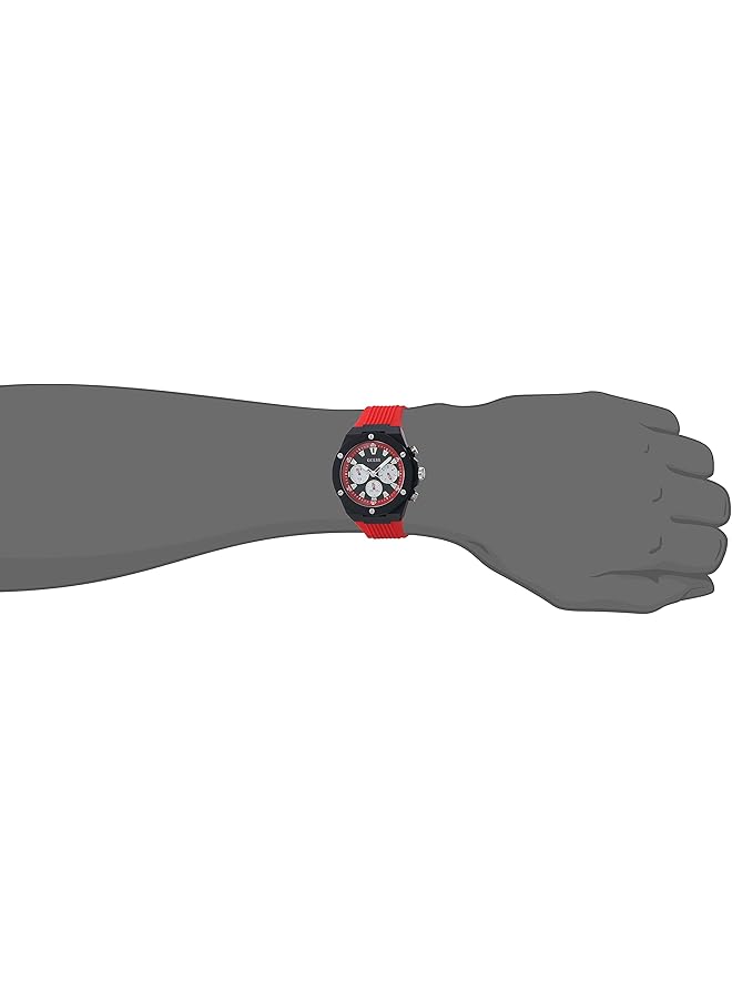 جس ساعة متعددة الوظائف 44 مم باللون الأحمر والأسود والفضي - Image 3