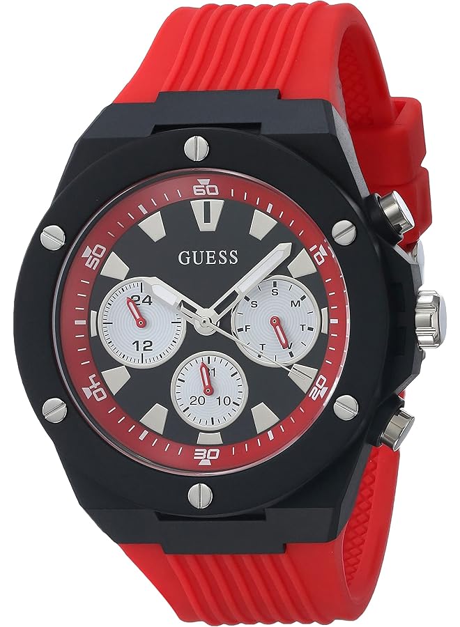 جس ساعة متعددة الوظائف 44 مم باللون الأحمر والأسود والفضي - Image 1