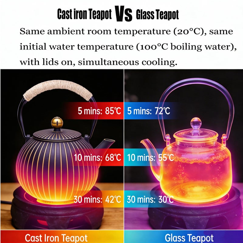 KalraMay Cast Iron Teapot - Japanese Tetsubin 34oz (1000ml) Enamel Coated Interior with Removable Stainless Steel Infuser, Stovetop Safe Tea Kettle for Tea Ceremony, Black Gold - Image 4