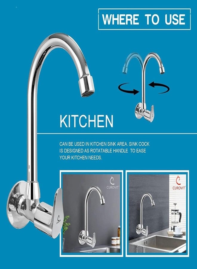 COSSIMO Fusion Zinc Alloy Wall Mounted Sink Tap with Wall Flange for Kitchen Sink (Pack of 1) - Image 3
