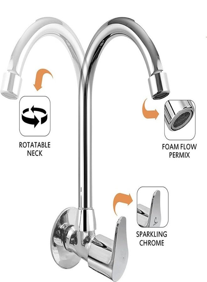 COSSIMO Fusion Zinc Alloy Wall Mounted Sink Tap with Wall Flange for Kitchen Sink (Pack of 1) - Image 2