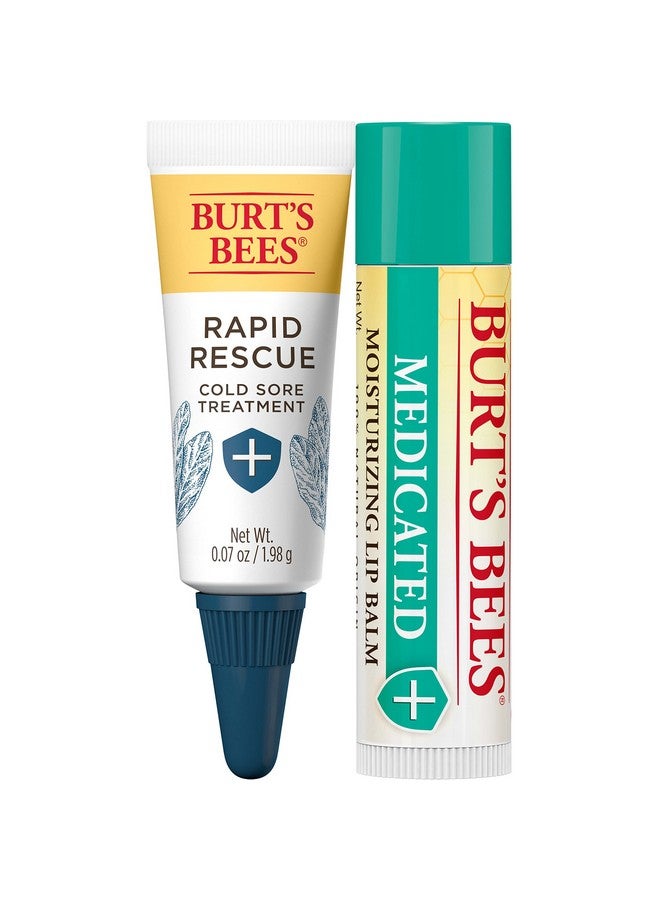 بيرتس بيز علاج القروح الباردة من Burt's Bees وبلسم الشفاه الطبي، أساسيات السكن الجامعي للعودة إلى المدرسة، مع المنثول وزيت الأوكالبتوس، العناية بالبشرة من أصل طبيعي، أنبوبان، 0.07 أونصة/0.15 أونصة. - Image 1