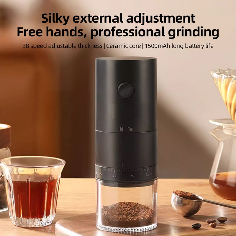 Portable Electric Burr Coffee Grinder Ceramic Burr Grinder USB Rechargeable Coffee Bean Grinder with 38 Grinding Settings Cleaning Brush Included for Coffee Espresso Latte - Image 3