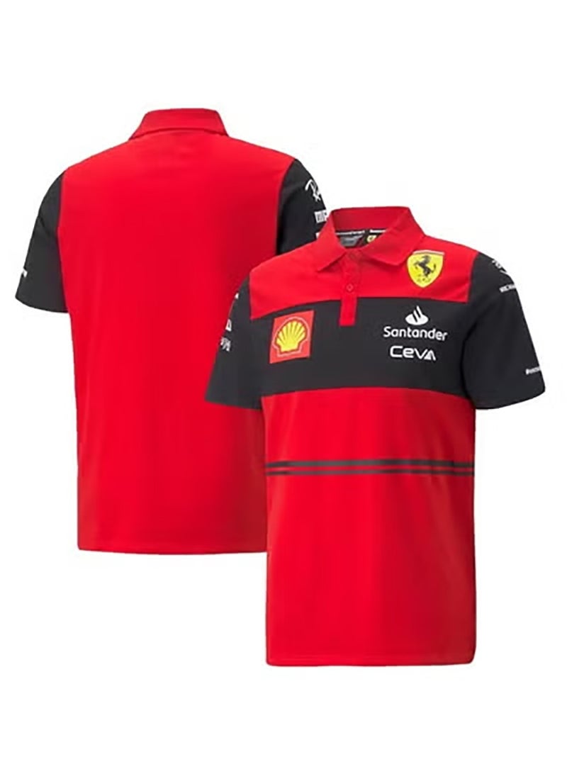 Ferrari F1 Team Red and Black Color-Block Polo Shirt size XL