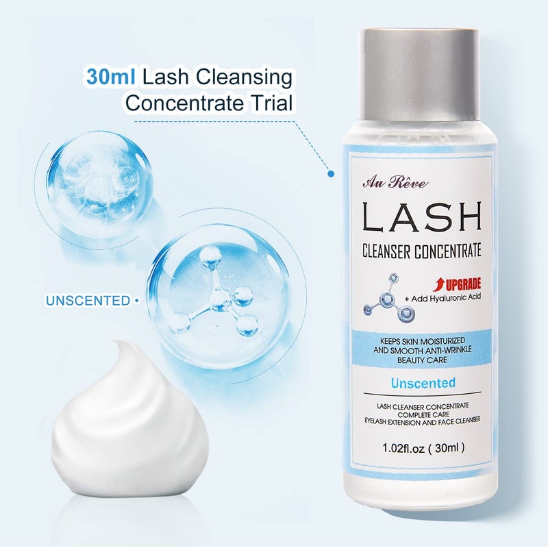 AuReve Lash Shampoo Concentrate 30ml Lash Cleanser Concentrate Add Hyaluronic Acid Oil-Free Lash Extension Shampoo Perfect for Salonï¼ŒUnscented - Image 3