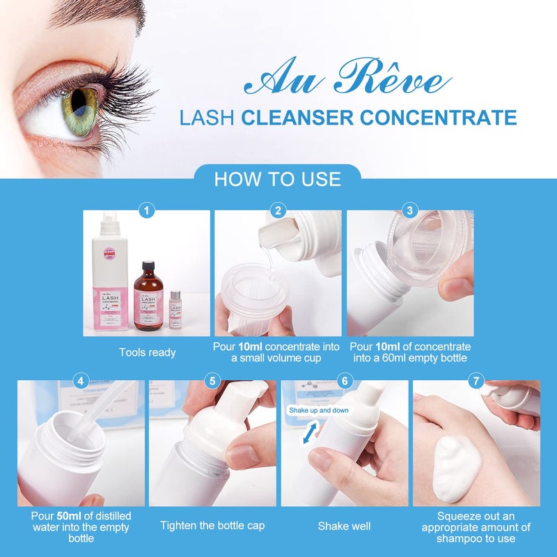 AuReve Lash Shampoo Concentrate 30ml Lash Cleanser Concentrate Add Hyaluronic Acid Oil-Free Lash Extension Shampoo Perfect for Salonï¼ŒUnscented - Image 5
