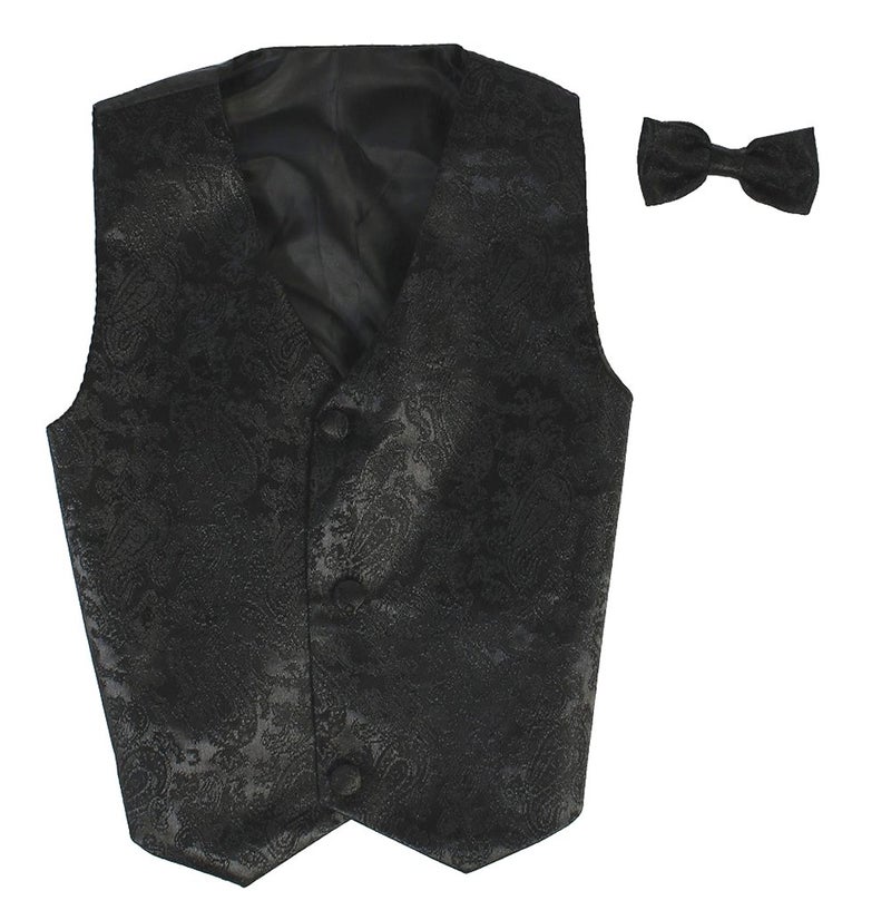 Lito Vest and Clip On Baby Boy Baby Boy Bowtie set - BLACK PAISLEY - S/M (0-12 Months) - Image 3