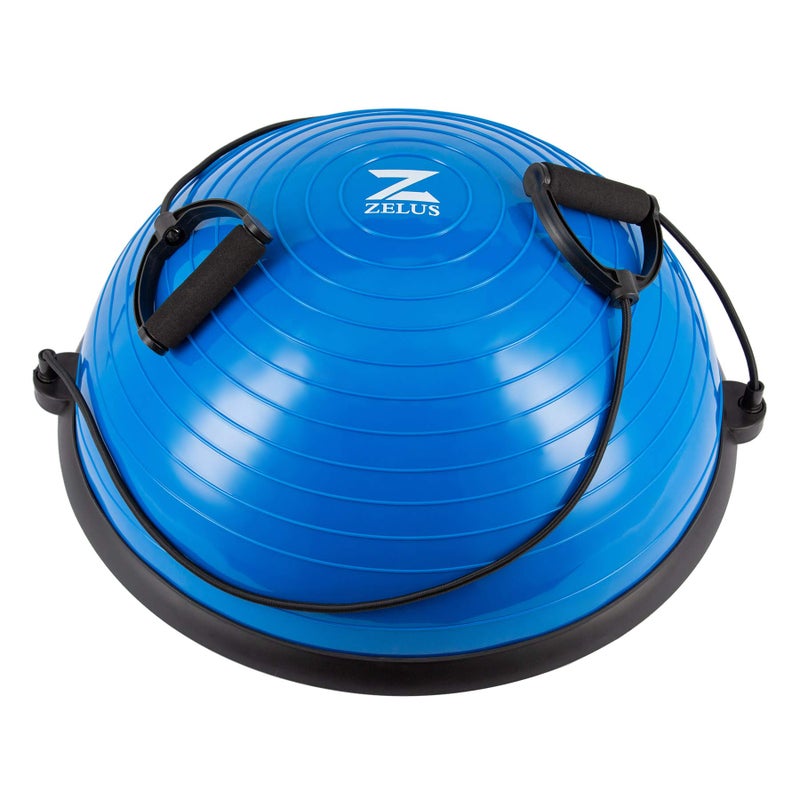 ZELUS Balance Ball Trainer with Resistance Bands and Foot Pump, Inflatable Yoga Ball for Home Gym Workouts, 23 Inch Exercise Half Ball for Balance Training Core Strength Fitness More, 330lb Cap - Image 1