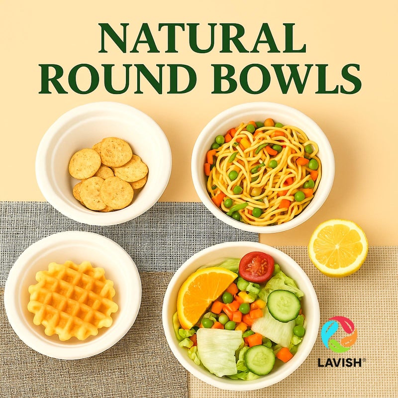 Lavish Sugarcane Bagasse Bowls 6Oz – 25 Pack | Biodegradable & Compostable Disposable Bowls | BPA-Free Eco-Friendly Tableware for Soup, Salad & Snacks - Image 5