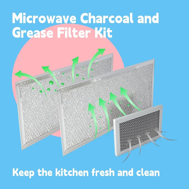 GLOXTED 3 Pcs Grease Filter Kit Compatible with GE Microwave Oven JVM6175SF1SS JVM6175SK1SS JVM6175SK2SS JVM6175SK3SS - Image 2