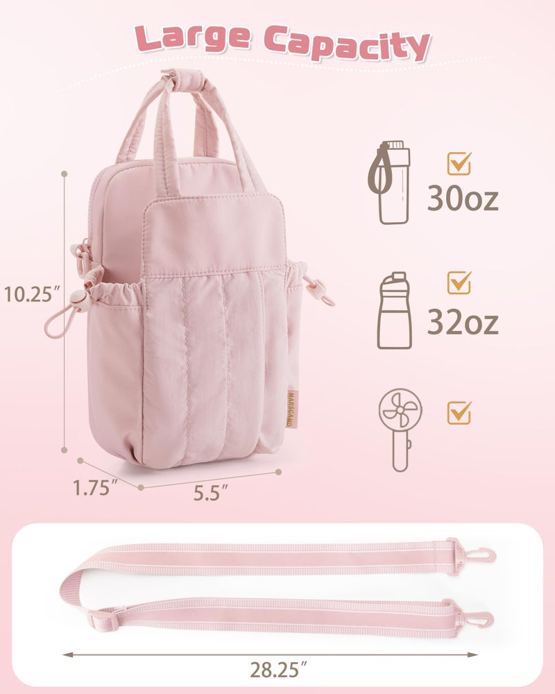 Marscamd Water Bottle Holder Bag with Strap for 32 oz, RFID Crossbody Water Bottle Carrier Bag for Walking, Travel, Gym, Hiking, Pink - Image 5