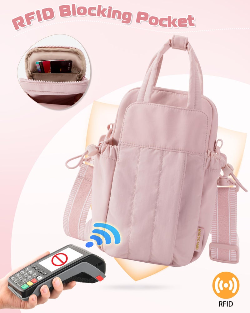 Marscamd Water Bottle Holder Bag with Strap for 32 oz, RFID Crossbody Water Bottle Carrier Bag for Walking, Travel, Gym, Hiking, Pink - Image 4