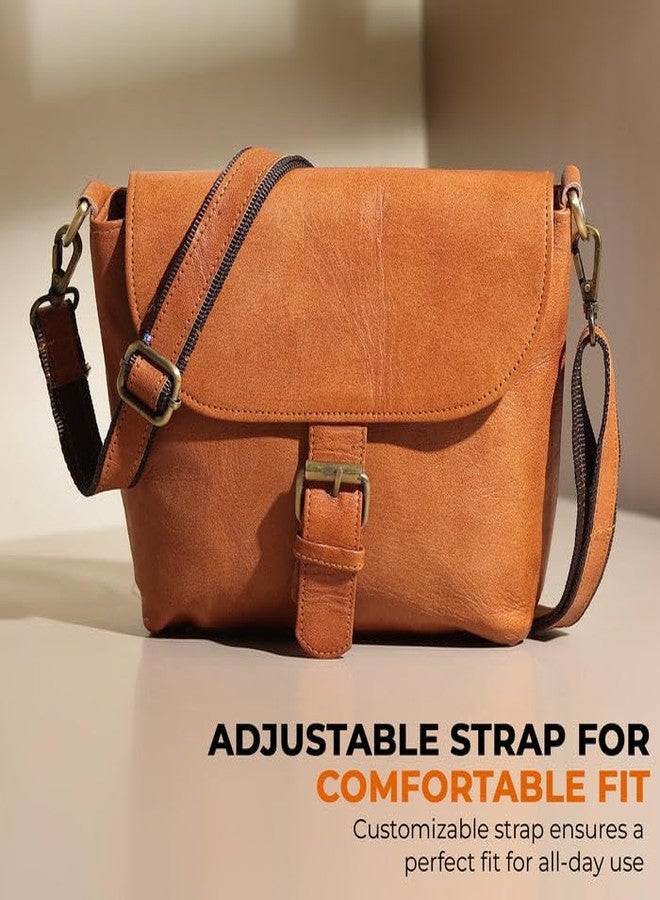 MaheTri Genuine Leather Mini Satchel Bag for Women | Premium Tan Sling Crossbody Purse | Stylish Small Handbag with Adjustable Strap for Daily Use, Travel & Office - Image 5