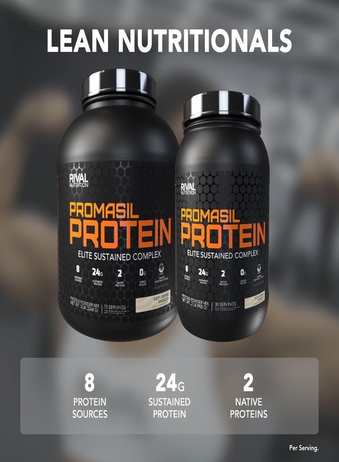 RIVAL NUTRITION مسحوق بروتين بروماسيل من رايفال نيوترشن بنكهة الفانيليا الناعمة | 5 أرطال، 69 حصة | 8 مصادر مختلفة تشمل بروتين مصل اللبن المعزول، والكازين الميسيلاري الطبيعي، وبياض البيض | 24 غرام من البروتين المستدام لكل حصة - Image 2