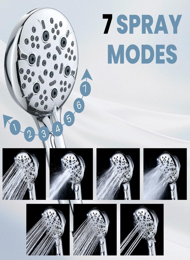 WHZeffect Hand Held Shower Head with 79 Inches Extra Long Hose,7 Modes Detachable Shower Wand with ON OFF Switch,High Pressure Handheld Shower Head with Built in Shower Sprayer,Shower Brackect,Chrome - Image 2