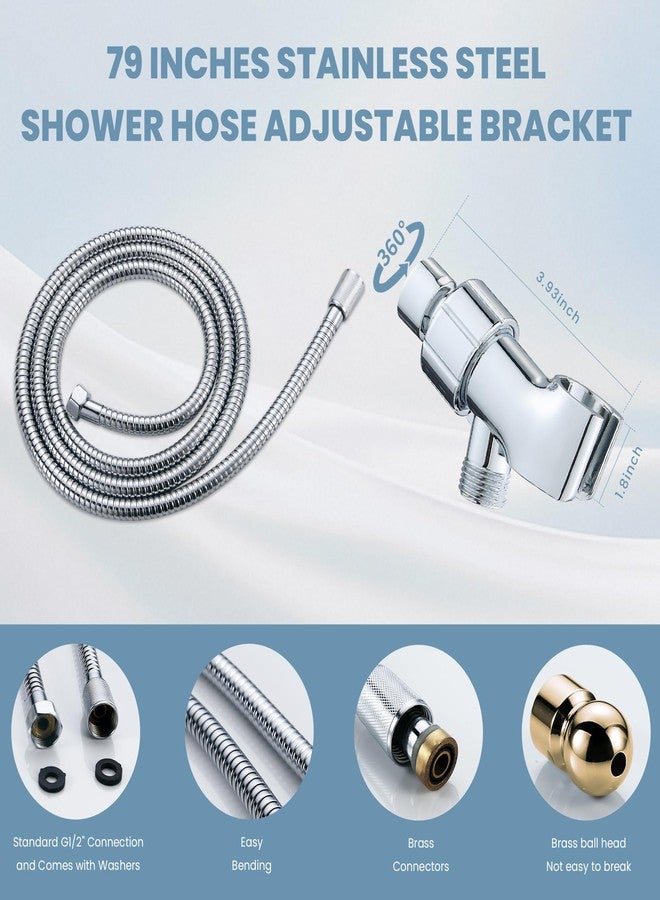 WHZeffect Hand Held Shower Head with 79 Inches Extra Long Hose,7 Modes Detachable Shower Wand with ON OFF Switch,High Pressure Handheld Shower Head with Built in Shower Sprayer,Shower Brackect,Chrome - Image 5