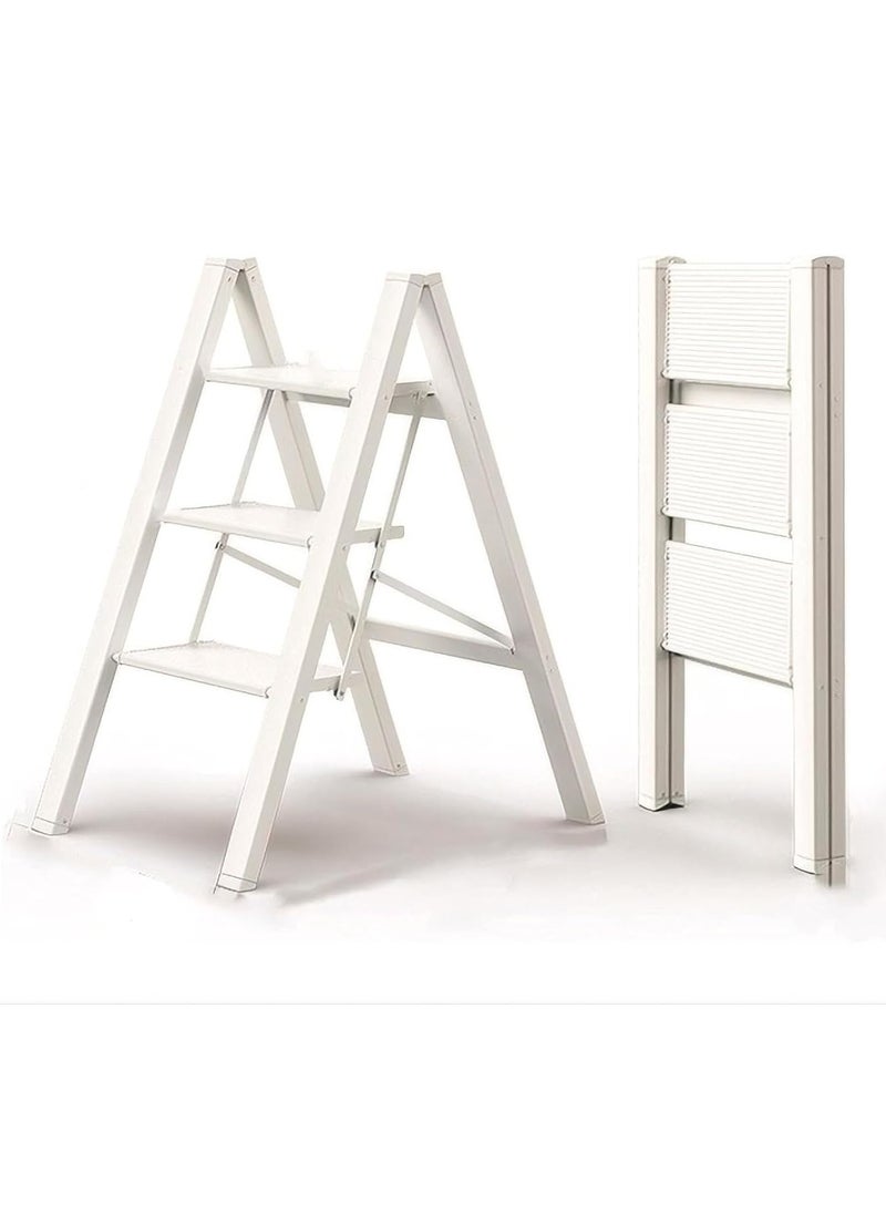 Cool Baby COOLBABY 3-Step Ladder Household Small Ladder, Foldable Miter Ladder, Thickened Aluminum Alloy Stairs Three Step Multi-functional Stool For Home Office Kitchen Garden  - Image 1