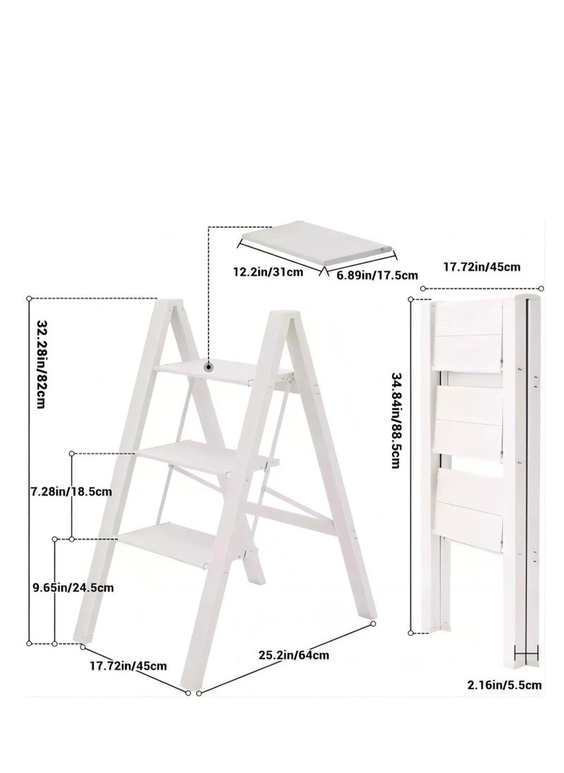 Cool Baby COOLBABY 3-Step Ladder Household Small Ladder, Foldable Miter Ladder, Thickened Aluminum Alloy Stairs Three Step Multi-functional Stool For Home Office Kitchen Garden  - Image 4