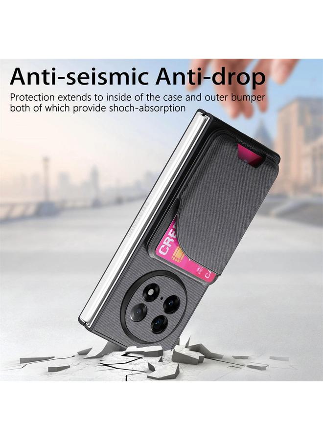 اس-توب جراب لهاتف OPPO Find N5 مصنوع من الجلد الصناعي مع حقيبة بطاقات وغطاء خلفي مغناطيسي للهاتف - Image 5