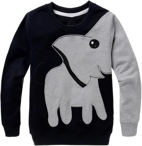 CM-Kid Boys Sweatshirt Elephant Toddler Kids Long Sleeve T Shirt Cotton Crewneck Pullover Sweater Winter Warm Sweatshirts Clothes Size 2 - Image 1