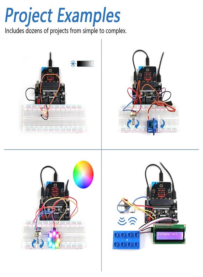 FREENOVE مجموعة فري نوف سوبر ستارتر لبي بي سي مايكرو:بت (غير متضمن، تعمل مع V1 و V2)، دليل تفصيلي مكون من 266 صفحة، 191 عنصر، 38 مشروع، كتل وكود بايثون - Image 5