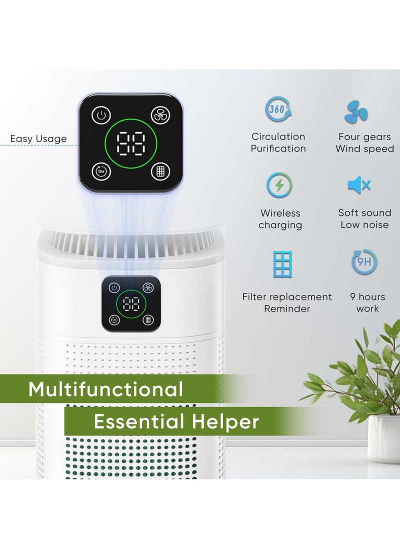 Roko3D Air Purifier ROKO 3D with Wireless Phone Charge | 2-in-1 HEPA Filter for Clean Air & Fast Charging – Ideal for Home, Office, and Kitchen | Removes Dust, Pet Dander, and Odors | Compact Design, White  - Image 5