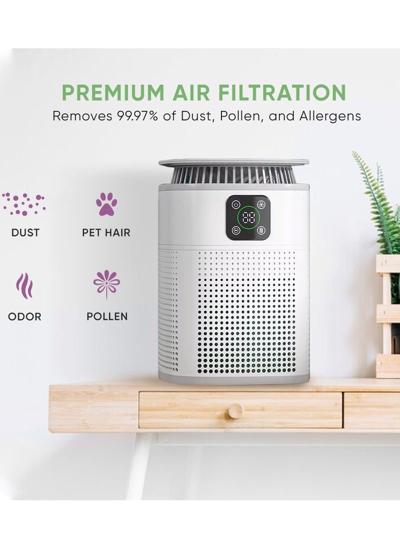 Roko3D Air Purifier ROKO 3D with Wireless Phone Charge | 2-in-1 HEPA Filter for Clean Air & Fast Charging – Ideal for Home, Office, and Kitchen | Removes Dust, Pet Dander, and Odors | Compact Design, White  - Image 4