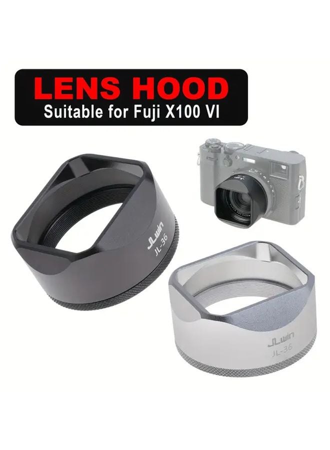 Silver Lens Hood Compatible with Fujifilm X100VI X100V X70 X100F Camera - Image 2