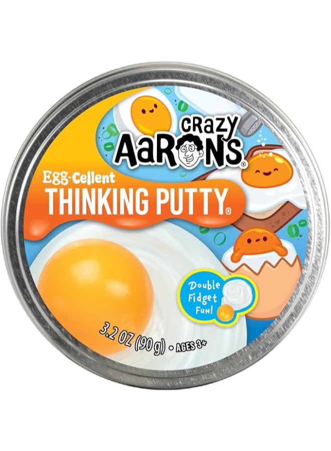 Crazy Aaron's بيض ممتاز - علبة تفكير بحجم كامل 4" | مزدوجة للعب: تتضمن "صفار" منفصل | لعبة طين فidget لتخفيف التوتر - Image 1