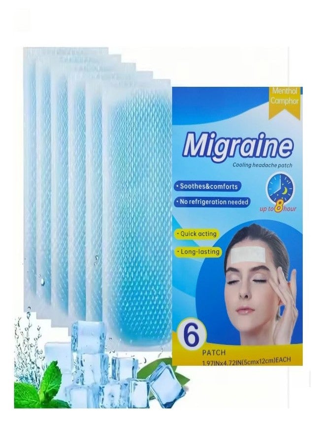 WOLTAX Cooling Gel Patch For Headache, Migraine, Fever, Stress Relief - Instant Cooling Hydrogel Pads With Menthol For Kids & Adults | Long-Lasting 8 Hours Pain Relief (Pack Of 6) - Image 1