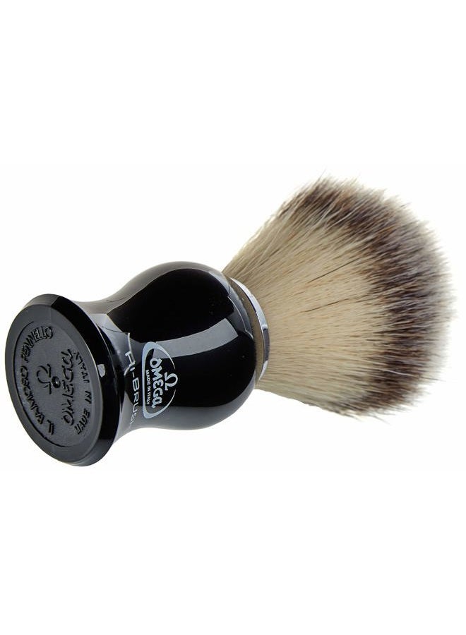 Omega Synthetic Fiber Shaving Brush with Black Plastic Handle - 1 Unit - Image 2