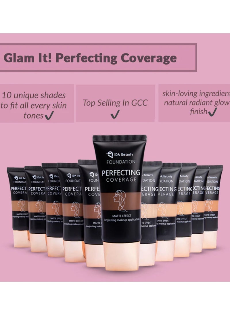 IDA Beauty - Glam It! Perfecting Coverage Foundation | Full Coverage, Matte Finish, Long-Lasting, Lightweight | Vegan, Halal, Cruelty-Free - Image 1
