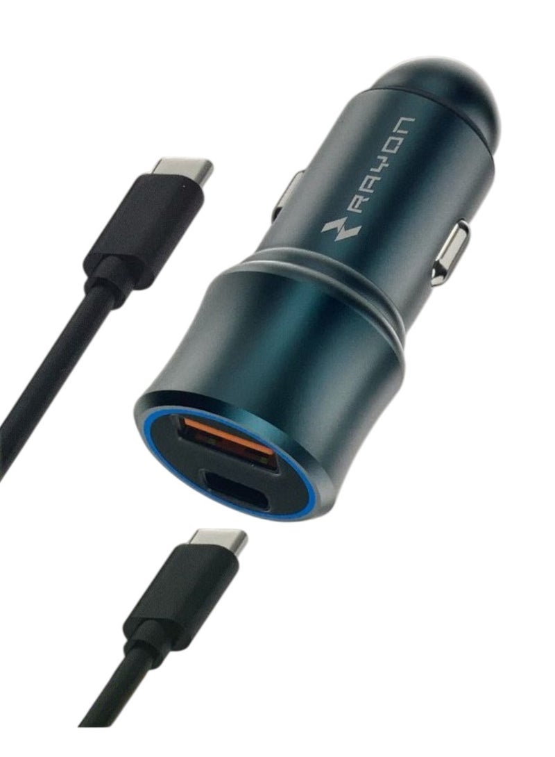 RAYON 48W PD-QC3.0 QUICK CAR CHARGER WITH PD CABLE - Image 1