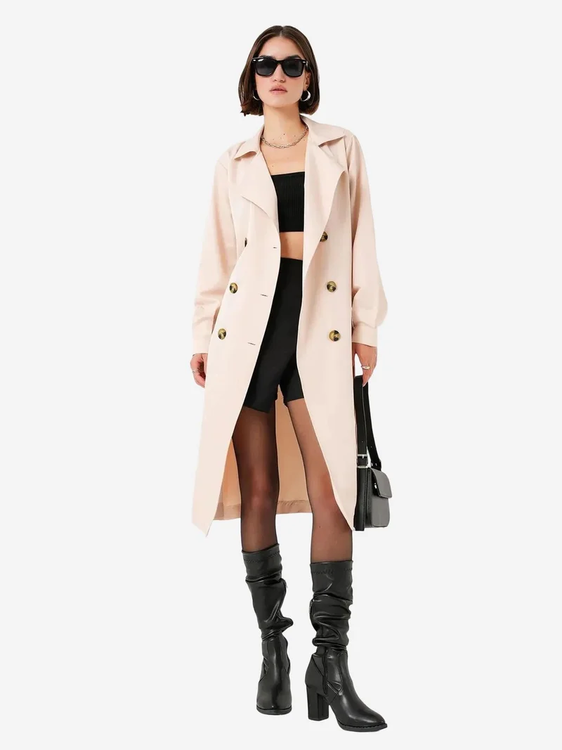 بيغ دارت معطف ترنش طويل بياقة مزدوجة من