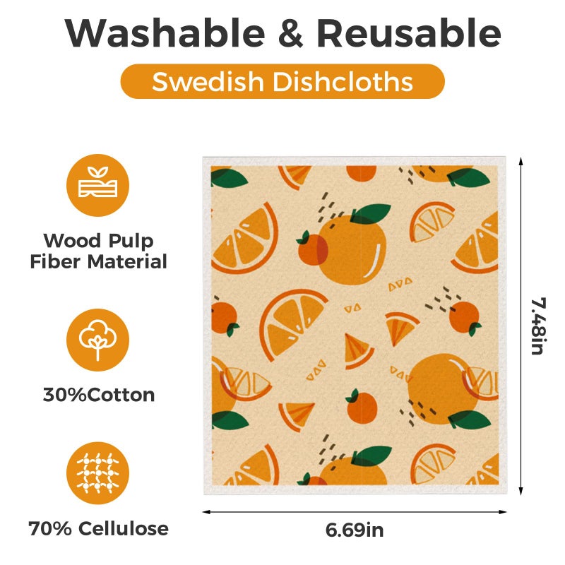 wlich 10PCS Swedish Dishcloths for Kitchen, Reusable Paper Towels Washable, Dish Rags for Washing Dishes with Clips, Non-Scratch Kitchen Towels and Dishcloths Sets, Dish Cloths, No Odor(Fruit) - Image 2