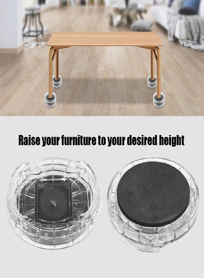 GOTOTOP Furniture Round Risers, 8pcs/Set Bedding Bed Furniture Riser,Adjustable Bed Risers Furniture Leg,Plastic Non-Slip Riser Table Lift for Sofa Table Chair Bed Desk (Transparent) - Image 1