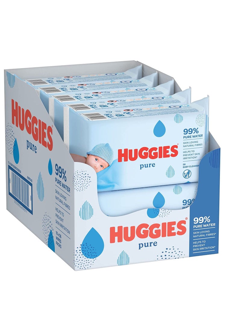Huggies - Pure Baby Wipes With 99 Percentage Pure Water for Sensitivity (Pack of 10) - Image 1