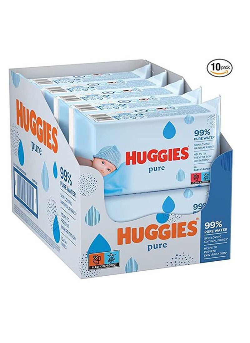 Huggies - Pure Baby Wipes With 99 Percentage Pure Water for Sensitivity (Pack of 10) - Image 1