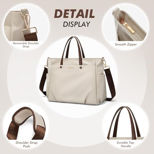 GOLF SUPAGS Laptop Tote Bag 15.6 Inch, Computer Shoulder Bag Large Work Tote Bag for Women, Laptop Carrying Case Stylish Handbag for Business Travel (Apricot) - Image 4
