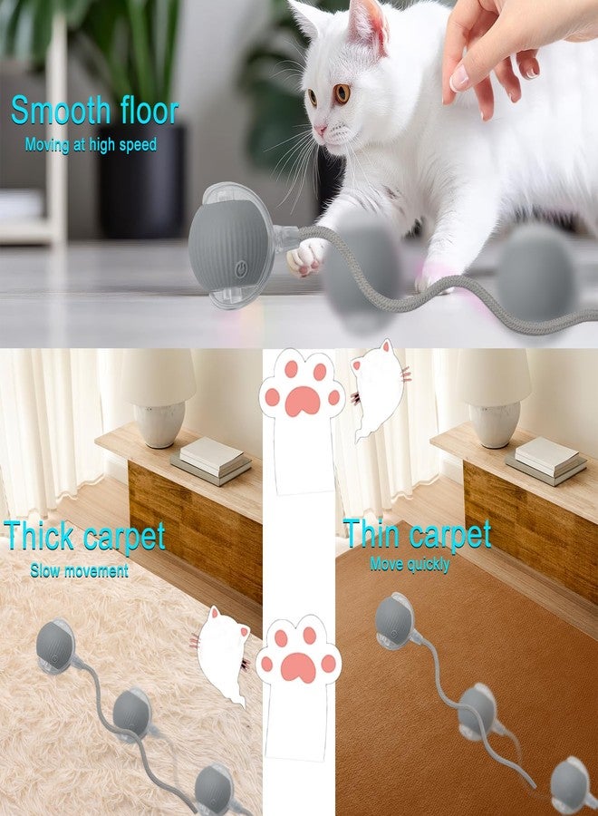 AebDerp Interactive Cat Dog Toy Ball: Indoor Small Automatic Moving Smart Rolling Fun Pet Game with Led Light and String Tail for Motion Activated, Cute Kitten Puppy Present, Exercise Wheel Supplies (Grey) - Image 5